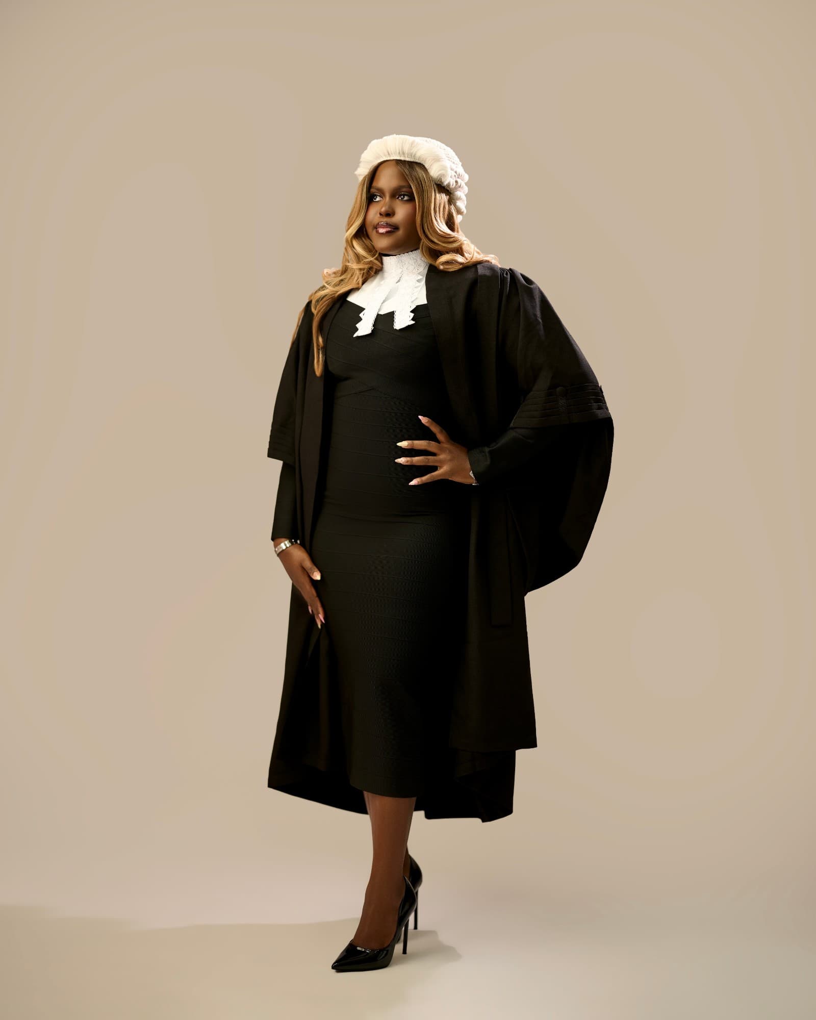 Taslemat Yusuf in barrister's wig and gown after being called to the Nigerian Bar