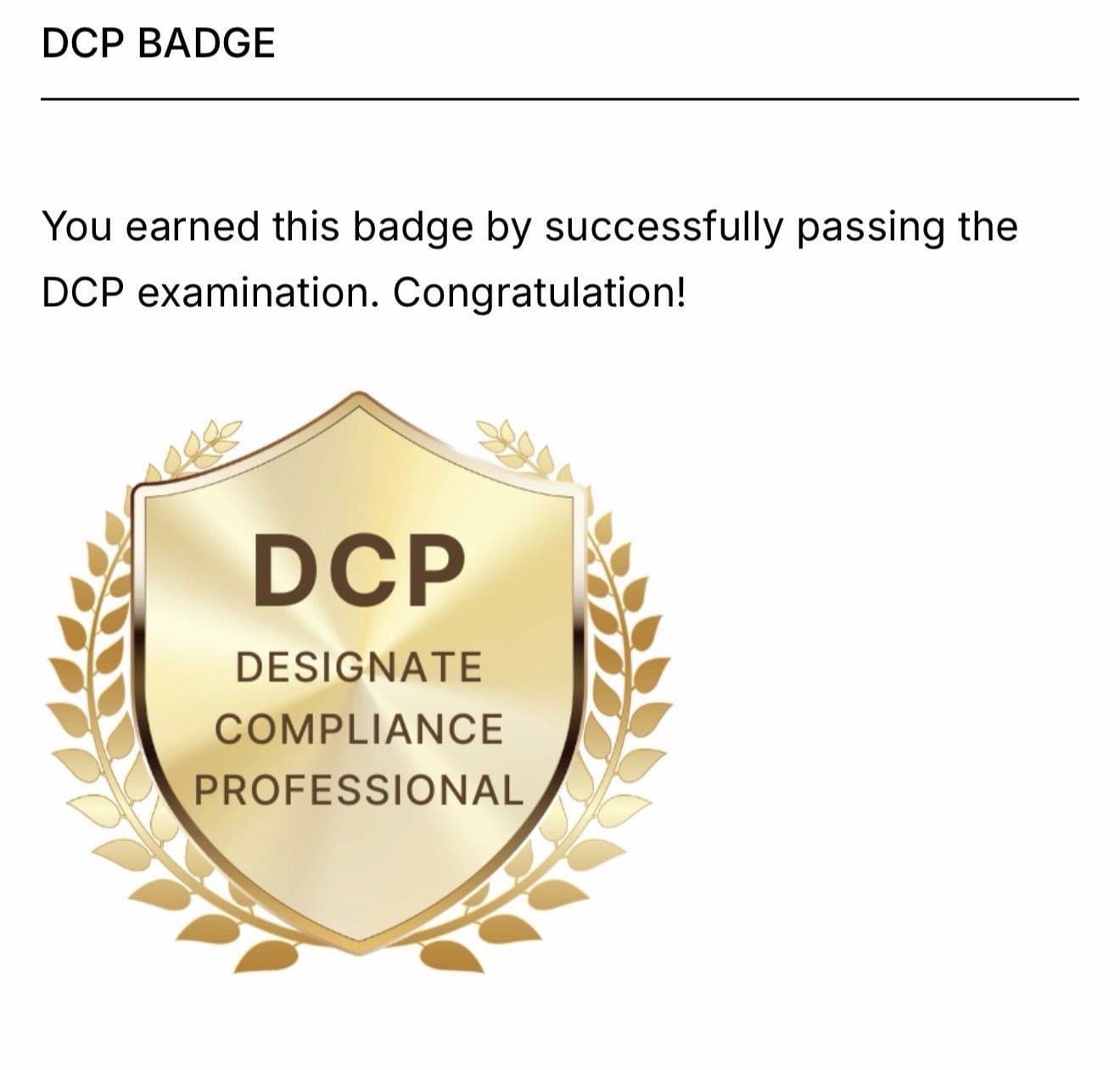 Designate Compliance Professional (DCP) badge